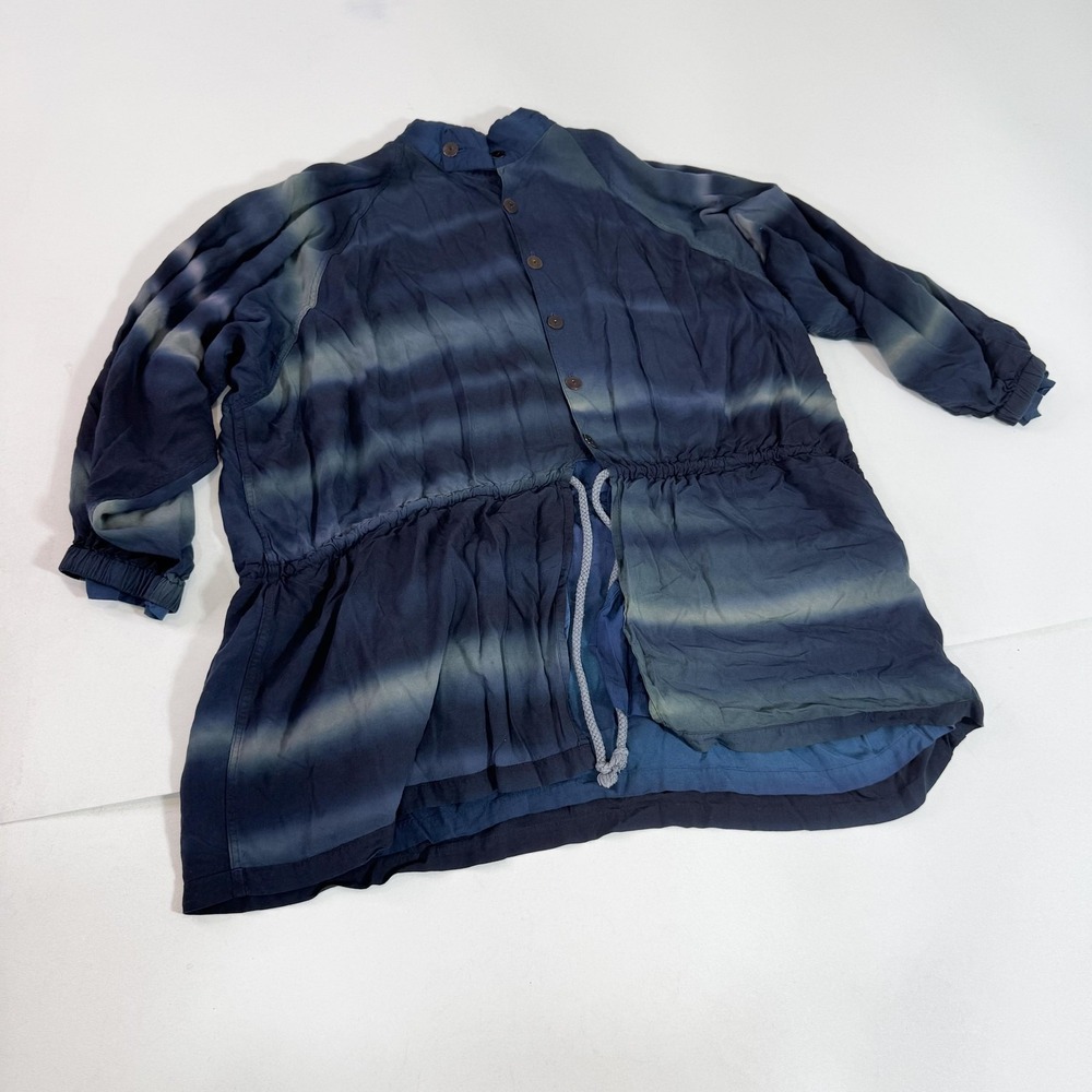 Mina Collection Shirt Jacket Womens Large Blue Tie Dye Boho Oversize Drawstring